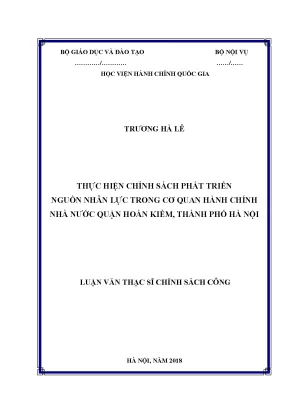 Luận văn thạc sĩ chính sách phát triển nguồn nhân lực trong cơ quan hành chính nhà nước quận hoàn kiếm thành phố hà nội