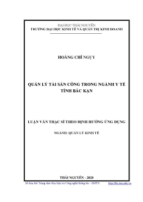 Luận văn thạc sĩ hay quản lý tài sản công trong ngành y tế tỉnh bắc kạn