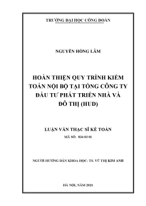 Luận văn thạc sĩ kế toán hoàn thiện quy trình kiểm toán nội bộ tại tổng công ty đầu tư phát triển nhà và đô thị hud