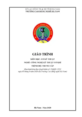 Giáo trình môn học cơ kỹ thuật nghề công nghệ kỹ thuật cơ khí