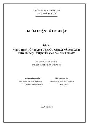 Khóa luận thu hút vốn đầu tư nước ngoài fdi vào thành phố hà nội