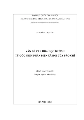Luận văn thạc sĩ vấn đề văn hóa học đường từ góc nhìn phản biện của báo chí