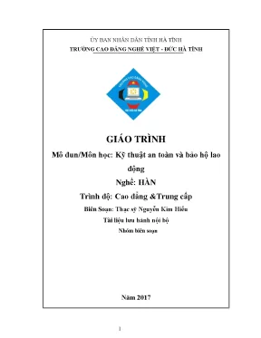 Giáo trình kỹ thuật an toàn và bảo hộ lao động nghề hàn cao đẳng và trung cấp