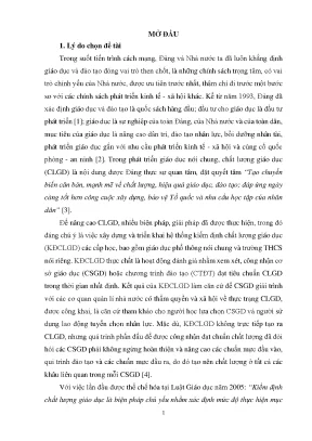Luận án quản lý kiểm định chất lượng giáo dục trường trung học cơ sở trên địa bàn tỉnh hải dương