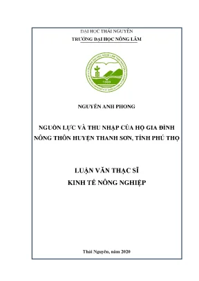 Luận văn thạc sĩ hay nguồn lực và thu nhập của hộ gia đình nông thôn huyện thanh sơn tỉnh phú thọ