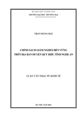 Luận văn thạc sĩ chính sách giảm nghèo bền vững trên địa bàn huyện quỳ hợp tỉnh nghệ an