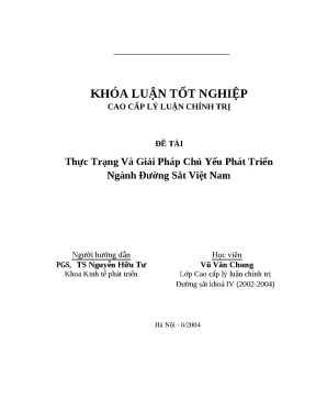 Luận văn thạc sỹ thực trạng và giải pháp chủ yếu phát triển ngành đường sắt việt nam