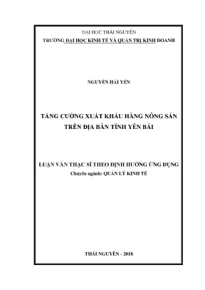 Luận văn thạc sĩ hay tăng cường xuất khẩu hàng nông sản trên địa bàn tỉnh yên bái