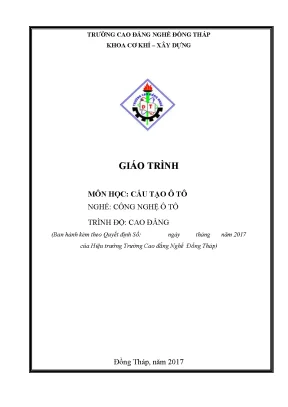 Giáo trình cấu tạo ô tô nghề công nghệ ô tô cao đẳng