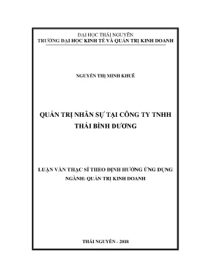 Luận văn thạc sĩ hay quản trị nhân sự tại công ty tnhh thái bình dương