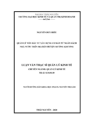 Luận văn thạc sĩ hay quản lý vốn đầu tư xây dựng cơ bản từ ngân sách nhà nước trên địa bàn huyện mường khương