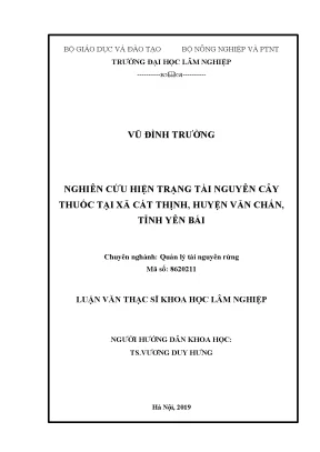 Luận văn thạc sĩ hay nghiên cứu hiện trạng tài nguyên cây thuốc tại xã cát thịnh huyện văn chấn tỉnh yên bái