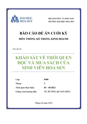 Khảo sát về thói quen đọc và mua sách của sinh viên hoa sen