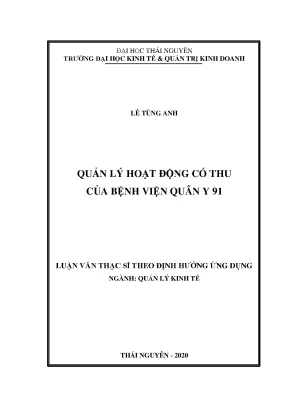 Luận văn thạc sĩ hay quản lý hoạt động có thu của bệnh viện quân y 91