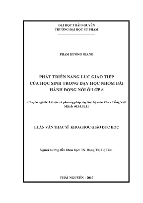 Luận văn thạc sĩ hay phát triển năng lực giao tiếp của học sinh trong dạy học nhóm bài hành động nói ở lớp 8