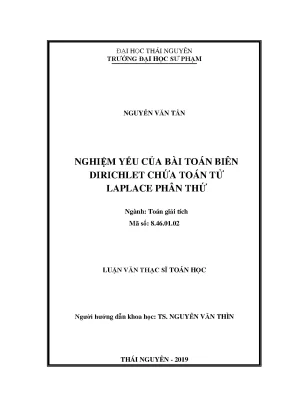 Luận văn thạc sĩ hay nghiệm yếu của bài toán biên dirichlet chứa toán tử laplace phân thứ