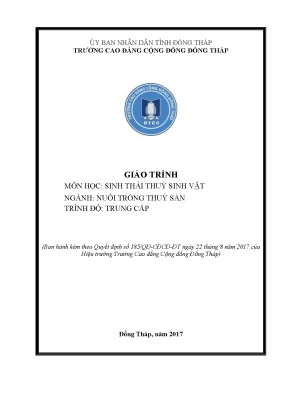 Giáo trình sinh thái thuỷ sinh vật nghề nuôi trồng thuỷ sản trung cấp