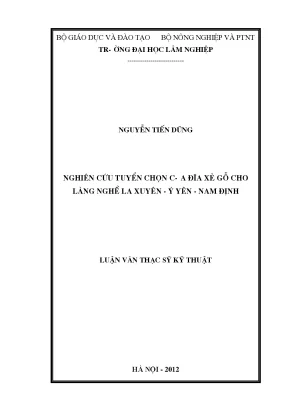Luận văn thạc sĩ hay nghiên cứu tuyển chọn cưa đĩa xẻ gỗ cho làng nghề la xuyên ý yên nam định