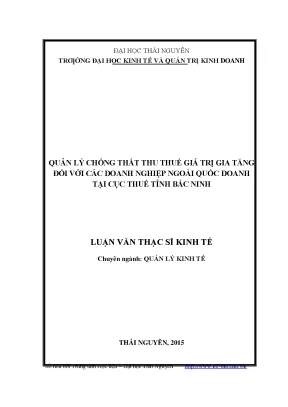 Luận văn thạc sỹ quản lý chống thất thu thuế giá trị gia tăng đối với các doanh nghiệp ngoài quốc doanh tại cục thuế tỉnh bắc ninh