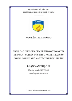Luận văn thạc sĩ hay nâng cao hiệu quả của hệ thống thông tin kế toán nghiên cứu thực nghiệm tại các doanh nghiệp nhỏ và vừa tỉnh bình phước