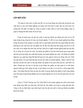 Luận văn kế toán chi phí sản xuất và tính giá thành sản phẩm tại công ty tnhh thương mại tân vĩnh phát