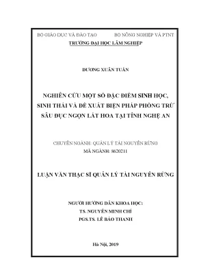 Luận văn thạc sĩ hay nghiên cứu một số đặc điểm sinh học sinh thái và đề xuất biện pháp phòng trừ sâu đục ngọn lát hoa tại tỉnh nghệ an