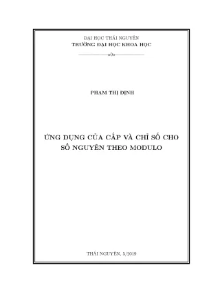 Luận văn thạc sĩ hay ứng dụng của cấp và chỉ số cho số nguyên theo modulo