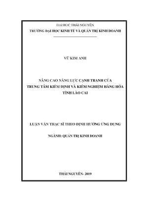 Luận văn thạc sĩ hay nâng cao năng lực cạnh tranh của trung tâm kiểm định và kiểm nghiệm hàng hóa tỉnh lào cai