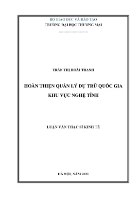 Luận văn thạc sĩ hoàn thiện quản lý dự trữ quốc gia khu vực nghệ tĩnh