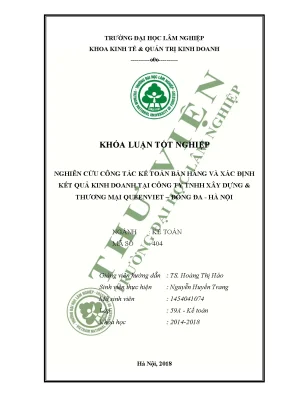 Khóa luận tốt nghiệp nghiên cứu công tác kế toán bán hàng và xác định kết quả kinh doanh tại công ty tnhh xây dựng thương mại queenviet đống đa hà nội