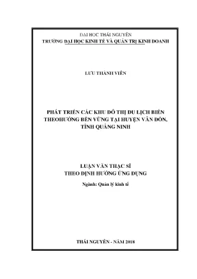 Luận văn thạc sĩ hay phát triển các khu đô thị du lịch biển theo hướng bền vững tại huyện vân đồn tỉnh quảng ninh