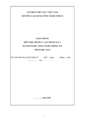 Giáo trình lập trình java nghề công nghệ thông tin