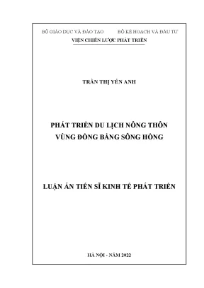 Luận án tiến sĩ phát triển du lịch nông thôn vùng đồng bằng sông hồng