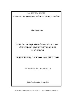 Luận văn thạc sĩ hay nghiên cứu một số phương pháp cơ bản về nhận dạng mặt người trong ảnh và ứng dụng
