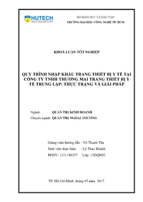 Luận văn thạc sĩ hay quy trình nhập khẩu thiết bị y tế tại công ty tnhh thương mại trang thiết bị y tế trung lập thực trạng và giải pháp