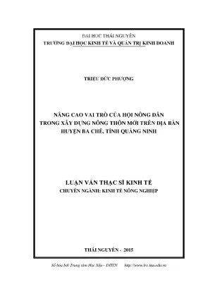 Luận văn thạc sĩ hay nâng cao vai trò của hội nông dân trong xây dựng nông thôn mới trên địa bàn huyện ba chẽ tỉnh quảng ninh