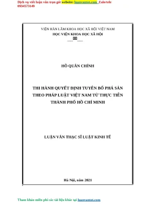 Thi hành quyết định tuyên bố phá sản theo pháp luật việt nam từ thực tiễn thành phố hồ chí minh luận văn thạc sĩ luật kinh tế
