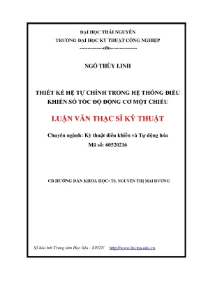 Luận văn thạc sĩ hay thiết kế hệ tự chỉnh trong hệ thống điều khiển số tốc độ động cơ một chiều