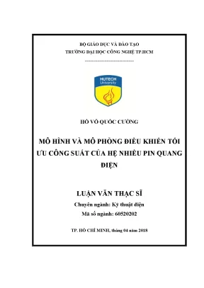 Luận văn thạc sĩ mô hình và mô phỏng điều khiển tối ưu công suất của hệ nhiều pin quang điện