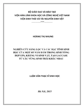 Luận văn thạc sĩ hay nghiên cứu sàng lọc và các đặc tính sinh học của một số nấm đảm trong sinh tổng hợp eps kháng vi sinh vật tạo laccase từ các vùng sinh thái khác nhau