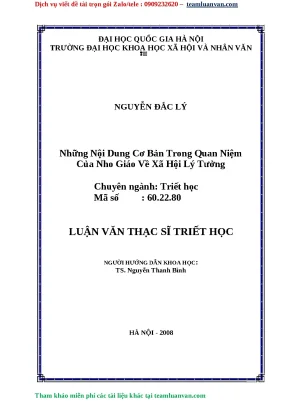 Luận văn thạc sỹ những nội dung cơ bản trong quan niệm của nho giáo về xã hội lý tưởng