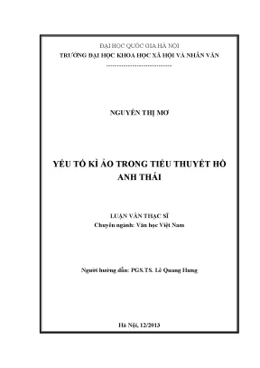 Luận văn thạc sĩ văn học yếu tố kỳ ảo trong tiểu thuyết hồ anh thái