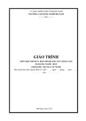 Giáo trình môn họcmô đun hàn hồ quang tay nâng cao