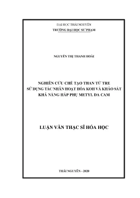 Luận văn thạc sĩ hay nghiên cứu chế tạo than từ tre sử dụng tác nhân hoạt hóa koh và khảo sát khả năng hấp phụ metyl da cam