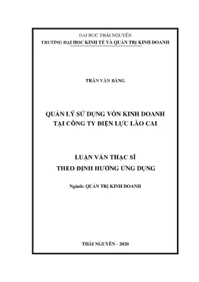 Luận văn thạc sĩ hay quản lý sử dụng vốn kinh doanh tại công ty điện lực lào cai