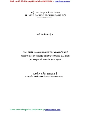 Luận văn thạc sỹ giải pháp nâng cao chất lượng đội ngũ giáo viên dạy nghề trong trường đại học sư phạm kỹ thuật nam định