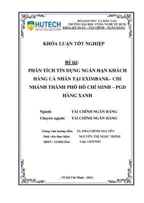 Luận văn thạc sĩ hay phân tích tín dụng ngắn hạn khách hàng cá nhân tại eximbank chi nhánh thành phố hồ chí minh pgd hàng xanh