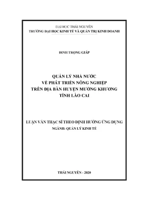 Luận văn thạc sĩ hay quản lý nhà nước về phát triển nông nghiệp trên địa bàn huyện mường khương tỉnh lào cai