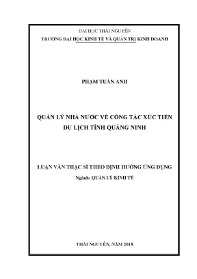 Luận văn thạc sĩ hay quản lý nhà nước về công tác xúc tiến du lịch tỉnh quảng ninh