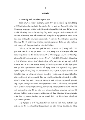 Luận án vấn đề giữ gìn phát huy giá trị văn hoá ứng xử với môi trường tự nhiên của các dân tộc thiểu số ở tây nguyên hiện nay